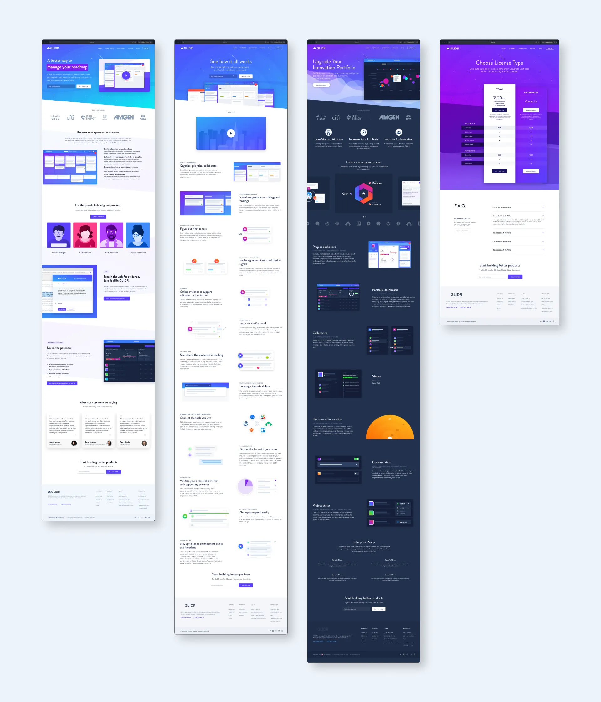 GLIDR website, full page set
