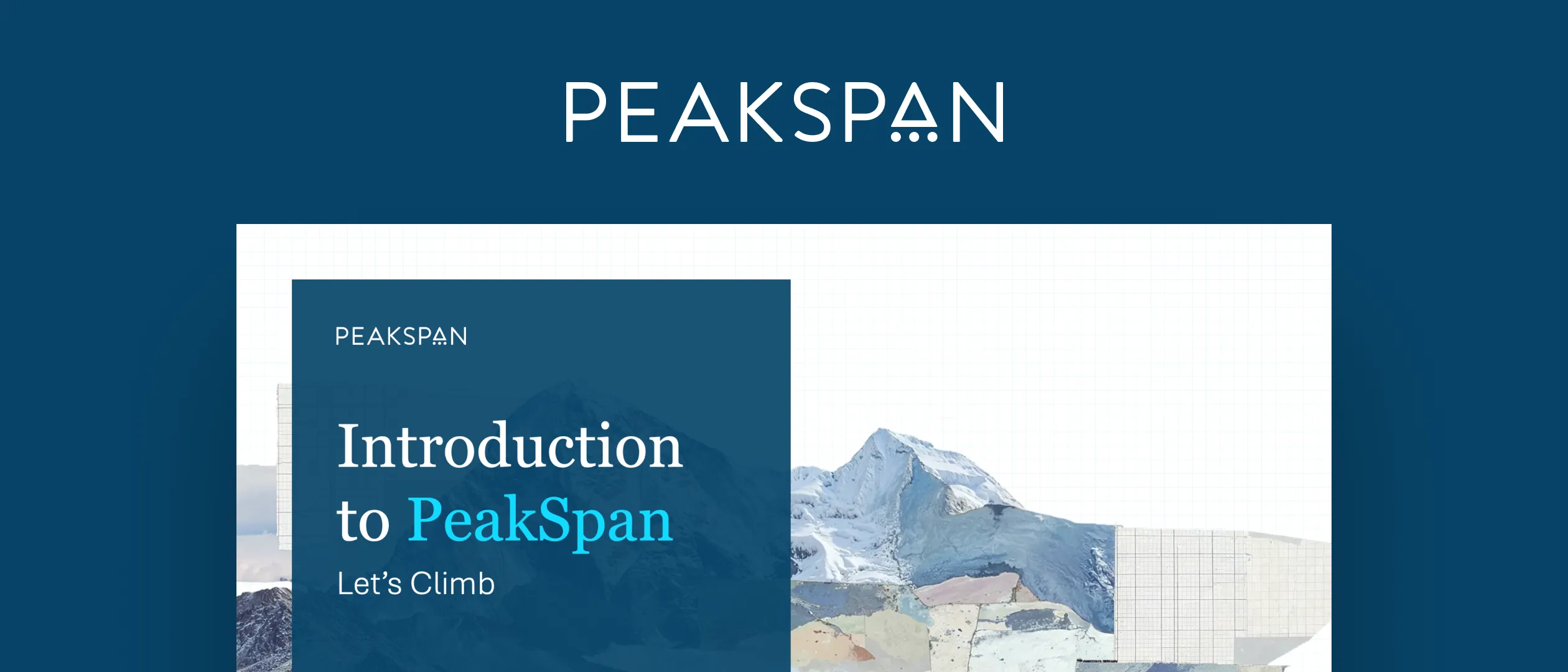 The PeakSpan logo above the cover of the Introduction to PeakSpan deck: Let’s Climb