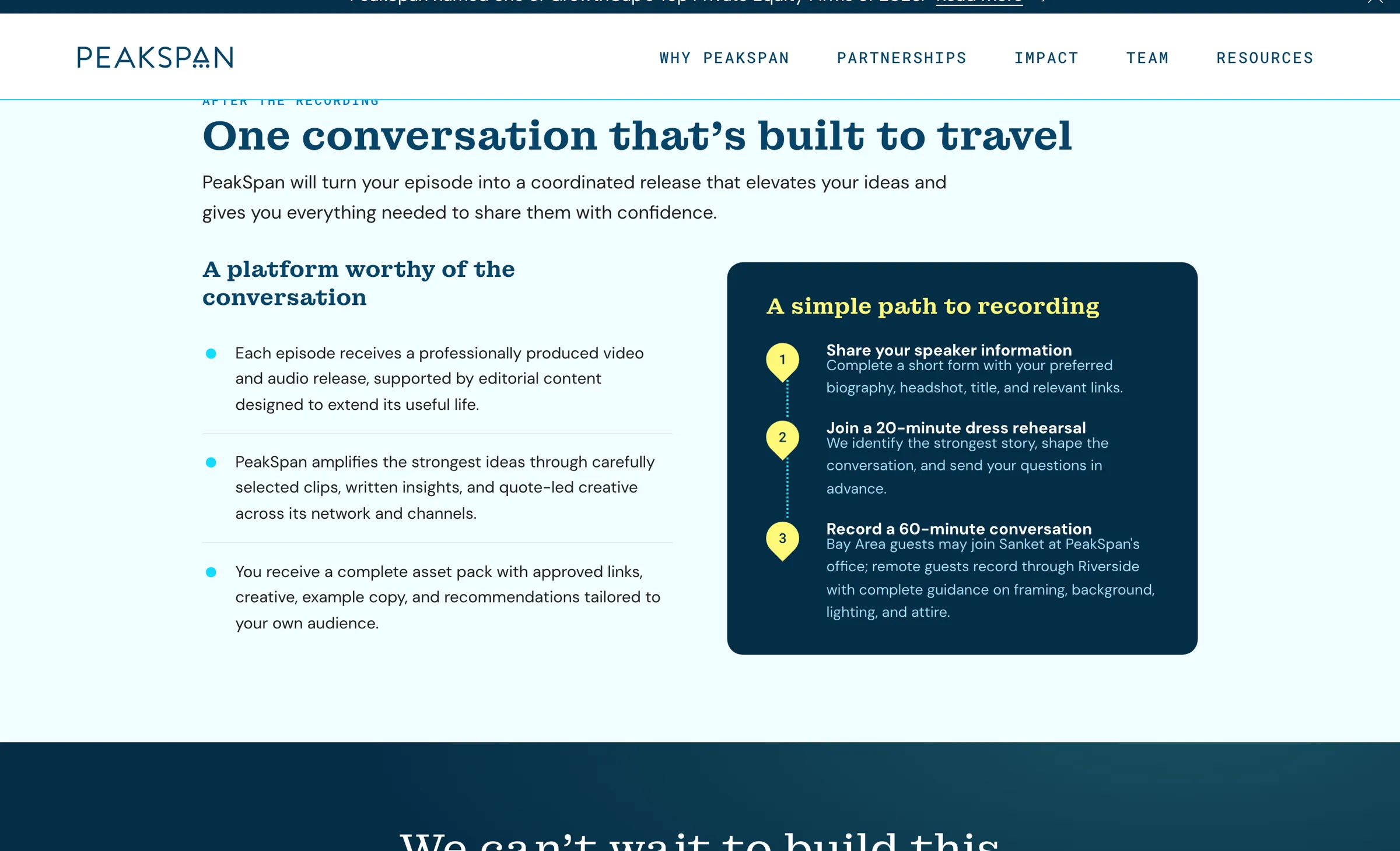 On Our Way guest page: what each episode becomes, and a three-step path to recording
