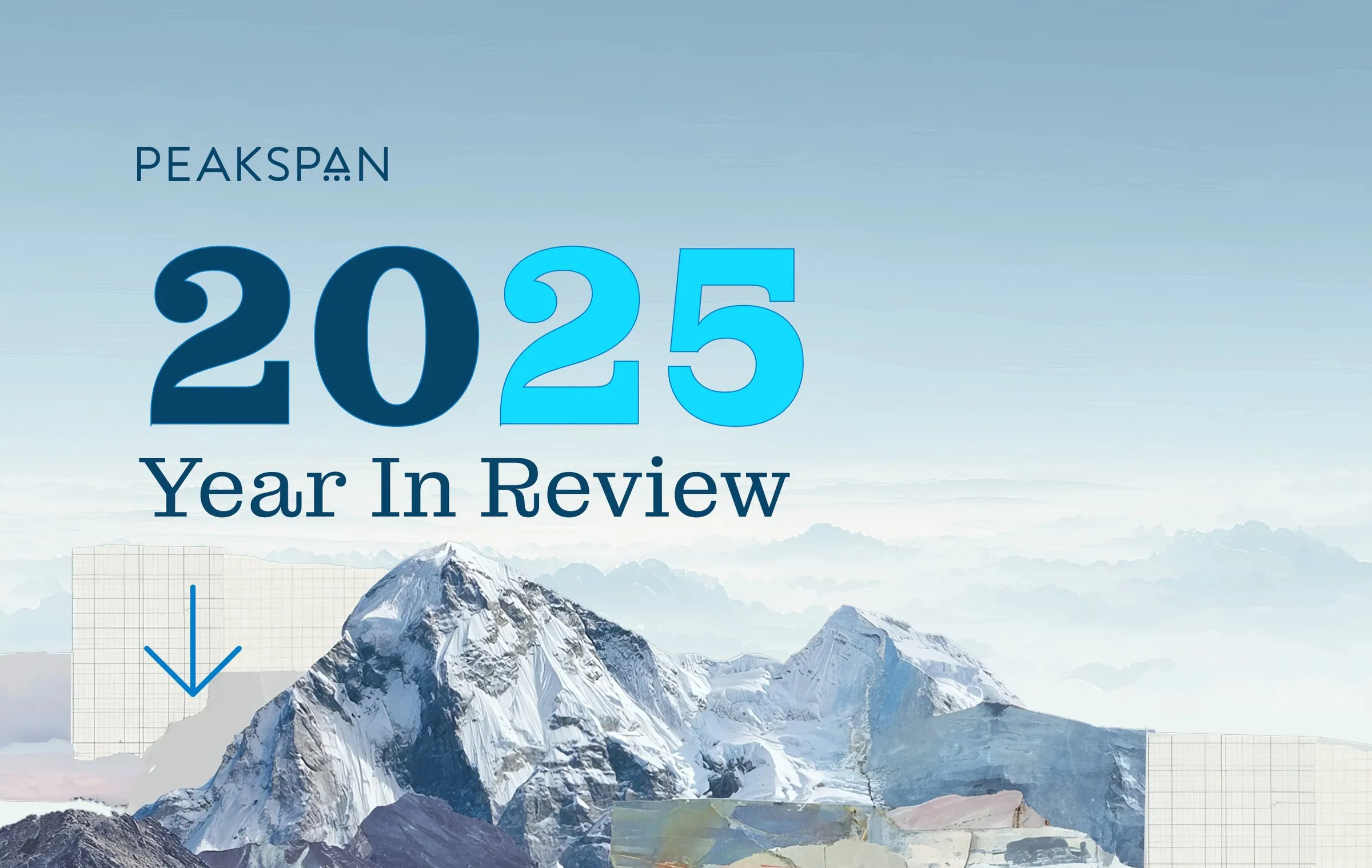 2025 Year in Review cover: a collaged snowy peak under the 2025 title